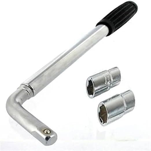 Universal Extended Wrench, 4 Way Heavy Duty Tire Wrench, Standard Sockets 17mm 19mm 21mm 23mm Cross Wheel