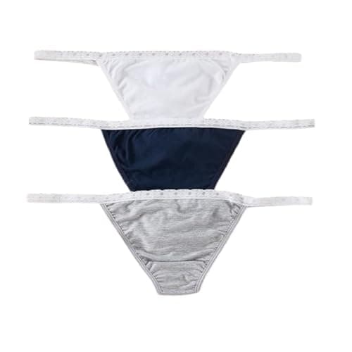 Trendyol Woman Navy Blue-Multi Colorful 3-Pack Cotton Lace Detail Thong Knitted Panties THMSS25KU00024 Briefs (pack of 3) Underpants