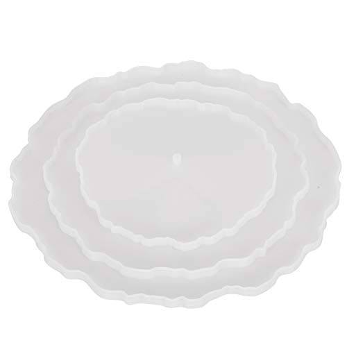 Serlium 3 Pcs Silicone Tray Mold, Big Geode Silicone Mold for Resin, Irregular Shaped Round Resin Geode Tray Molds for Making Resin Craft DIY Home Decoration