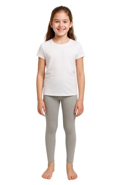 Ajyal Girls' Cotton Leggings, Elastic Waistband, Stretch Fit Pants