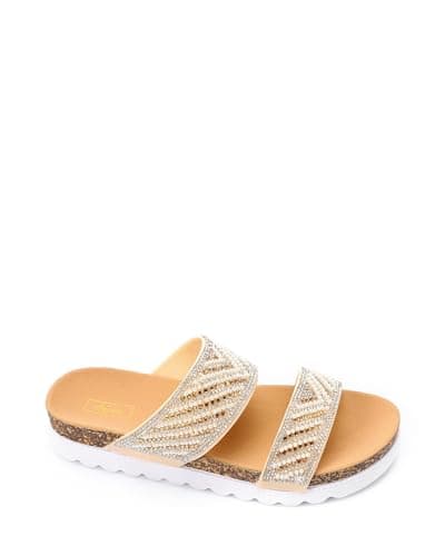 Dejavu Double Strap Embellished Slippers Sandal