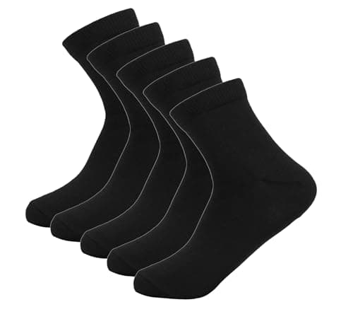 White Flower Set Of 5 Pieces Plain Socks For Men-Black-Free Size