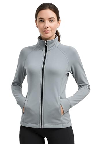 MEZA Dry Fit Sweatshirts for Girls and Women Soft Stretch Long Sleeve Gym Walking Everyday T-Shirt with Zipper