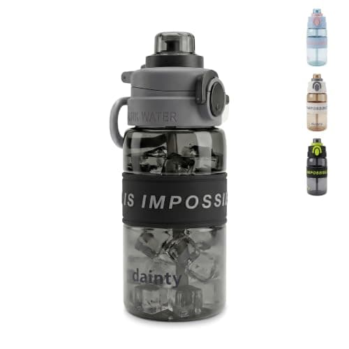 Water Bottle 500ml with Straw, BPA-Free Lightweight Plastic Sports Bottle with Leak-Resistant Lid for School, Gym, Fitness, Outdoor and Travel Use, FL-1315, Grey