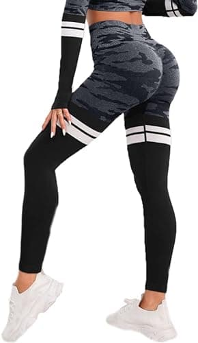 Romba Women's High Waist Athletic Leggings | Camo Stripe | Comfortable Fit for Sports & Fitness Pants