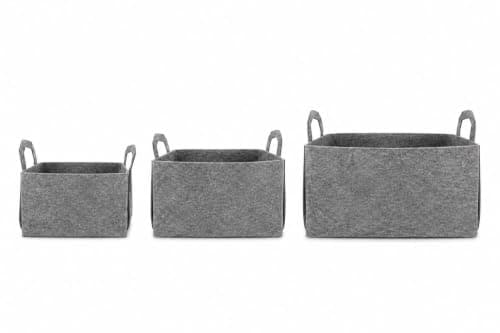 Hummingbird Foldable Storage Basket with Handles – Durable Felt Organizer Bin for Nursery, Toys, Clothes & Home Storage – Grey