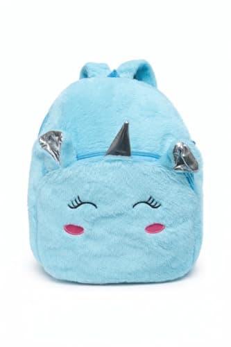 Kids Fur Backpack, Rainbow Unicorn Design, Soft Fur Material, Multicolor
