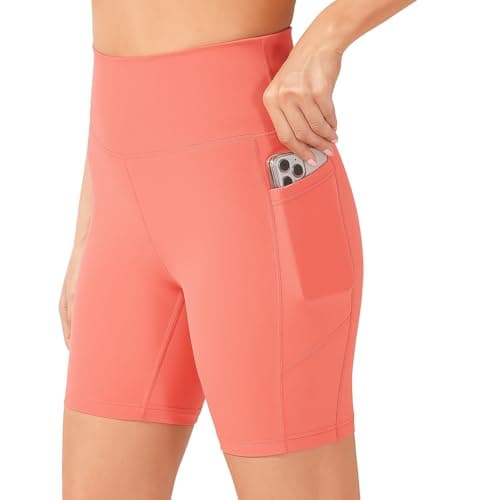 MIZAYA Women's High Waist Sports Shorts with Side Pockets – Comfortable Compression Fitness Running Workout Shorts for Girls and Women