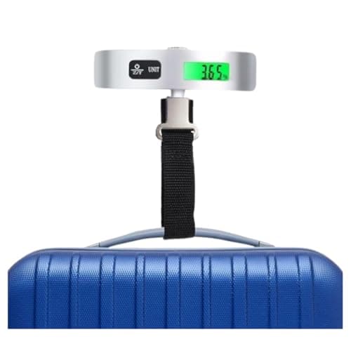 Durable Digital Luggage Scale, Portable Handheld Suitcase Weighing Device with Temperature Sensor, 50kg Capacity Hanging Baggage Weight Scale for Travel, Battery Included Weigh scale