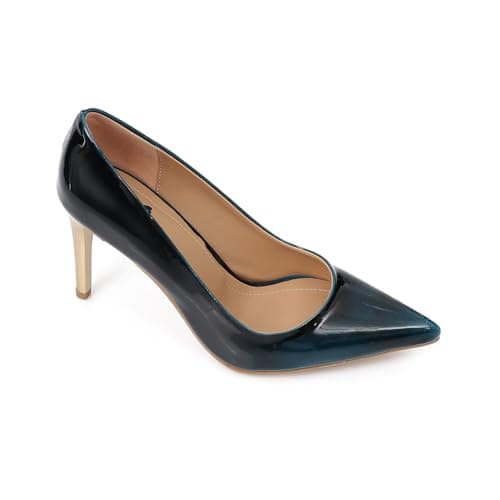 Xo Style Women Pointed High Heel Shoes – Brown with Gold Heel Elegant & Sleek Look 9CM