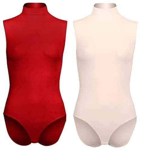 Silvy Womens Set Of 2 Pieces Wave1 High Neck Sleeveless Bodysuit Underwear Set Of 2 Pieces Wave1 High Neck Sleeveless Bodysuit Underwear Leotard