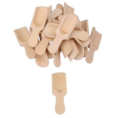 RDEXP 73x24mm Unpainted Wooden Scoop Spoon Sugar Bath Salt Scooper for Spices Parties Home Kitchen Tool, 6 Piece