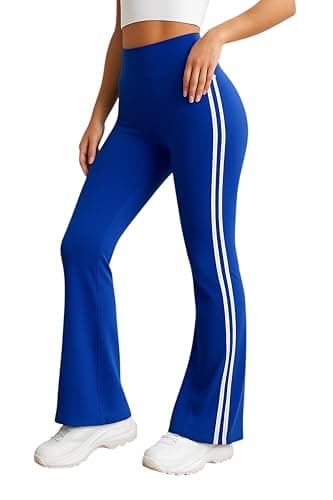MEZA Women's High Waist Wide Slit Sweatpants with 2 Side Stripes - Casual & Sport - Gym Yoga Pants for Daily Outings for Girls and Women