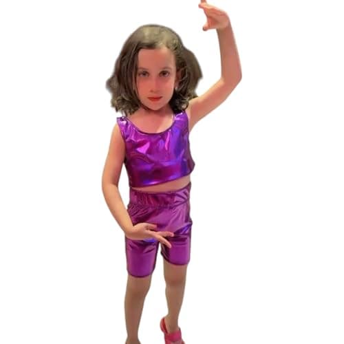 Leather Disco Lycra 2 Pieces Fit for Gymnastics Ballet Body Cat Shorts Leotard