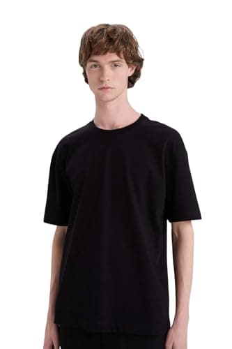 DeFacto Mens Oversize Fit Crew Neck SHORT SLEEVE Knitted Short Sleeve T-Shirt E6885AX Short Sleeve T-Shirt (pack of 1)