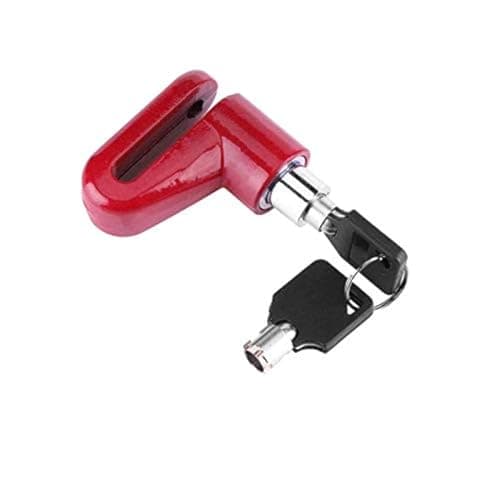 Portable Mini Anti-theft Disk Disc Brake Rotor Wheel Lock Security Lock for Scooter Bike Bicycle Motorcycle Scooter with Two Keys(Red)