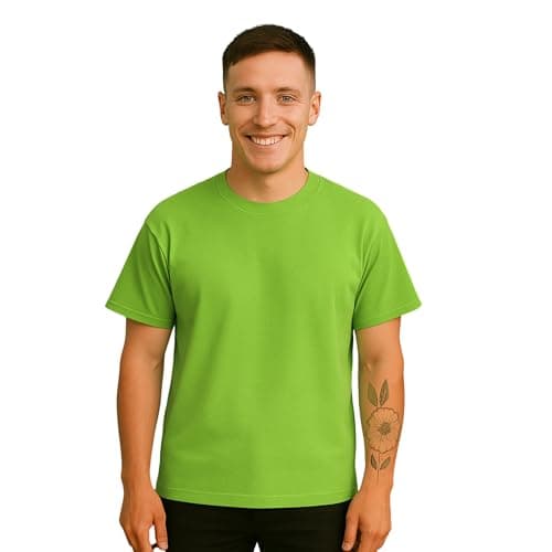 Men's Oversized Cotton T-Shirt, 100% Cotton, Comfortable Fit (Apple, XXL)