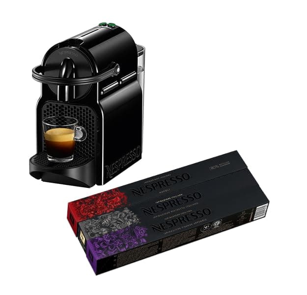Nespresso D40 Inissia Coffee Machine, Black + 30 Free Gift Coffee Capusles (Pack May Vary) Coffee maker