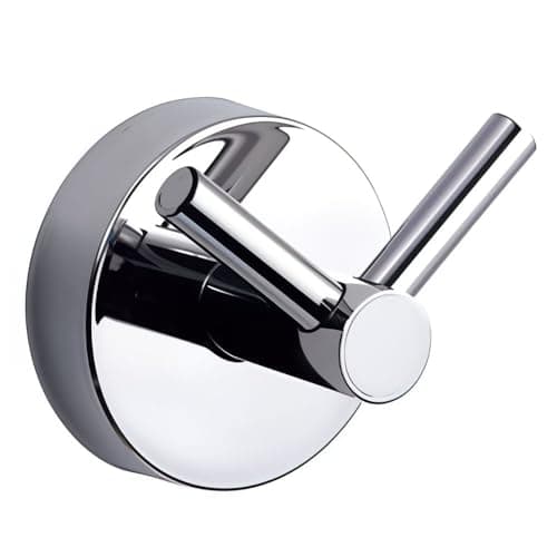 Sesera Stainless Steel Chrome V-Shaped Wall-Mounted Double Hook for Bathroom & Closet, Heavy-Duty Clothes Towel Hanger with Screws & Anchors Included (Circle) Storage hook