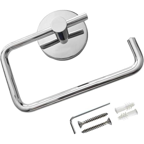 Sesera Wall-Mounted Open Toilet Paper Holder, Chrome & Nickel Finish Bathroom Tissue Dispenser for Toilet, Kitchen & Washroom Use, Rustproof Stainless Steel Design,Tray with Screws & Anchors. (Circle)