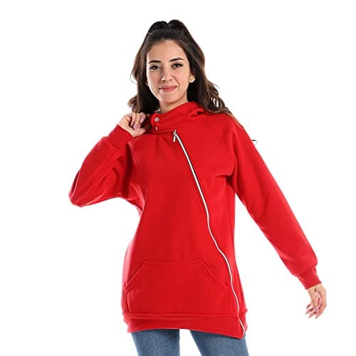 CAESAR Womens CAESAR Woman Hoodie With Side Zipper And High Neck Hoodie