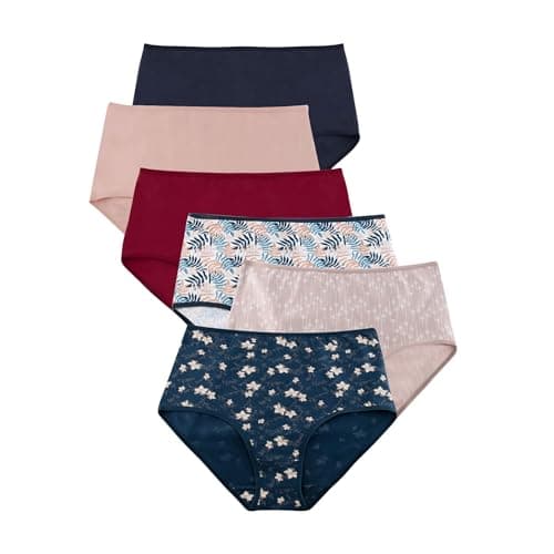 Milk Pack of 6 Extra High Brief Cotton Panties Underwear for Women Underpants