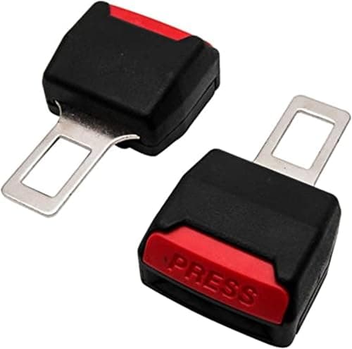 Car Seat Belt Alarm Clip Cover, Soundproof and Anti-Warning - Easy to Use Universal Easy Convenient Expandable Car Belt Clip Extender and Stopper (Black * Red, 2 Pack) - by KaberTrade Jewelry finding