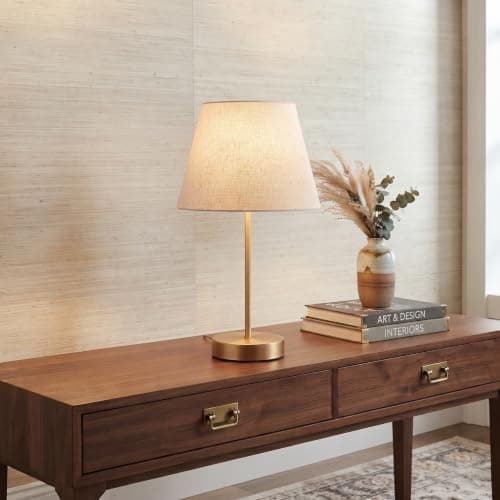 El Rawda Lighting - Elegant Gold Metal Table Lamp with Unique Fabric Shade - RL-TL-B-065