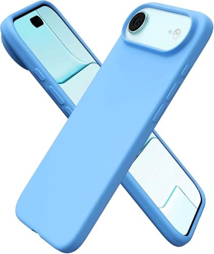 Case for iPhone 17 Air, Liquid Silicone Soft Gel Rubber iPhone 17 Air Phone Case Slim Thin Phone Case with Microfiber Lining Protective Phone Cases Cover for Men Women (Aqua Blue) Cellular phone case
