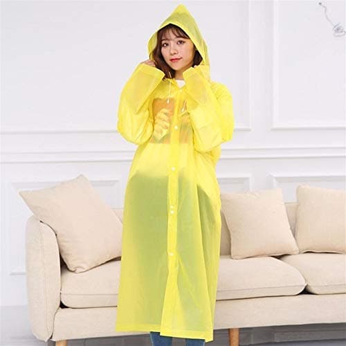 Convenient Fashion EVA Women Man Raincoat Thickened Waterproof Poncho Jacket Adult Clear Transparent Camping Hooded Rainwear Suit (Color : Yellow, Size : 48 53cm radius) Coat