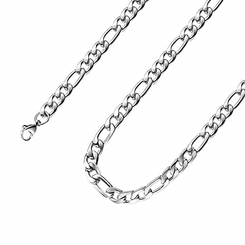 Bestelly 5MM Stainless Steel Figaro Link Chain for Men Women - 18in Necklace
