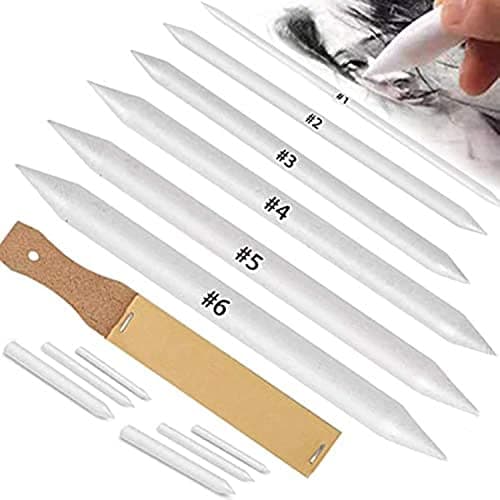N NOROCME 12 PCS Blending Stumps and Tortillions Paper Art Blenders with Sandpaper Pencil Sharpener Pointer for Student Artist Charcoal Sketch Drawing Tools Writing instrument