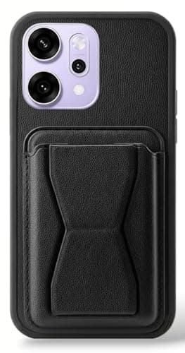 3M Store Leather Case Compatible for OPPO RENO14 PRO 5G Shockproof Leather Back Card Storage & case built-in Stand PU leather for a stylish look, comfortable grip (Black) Cellular phone case