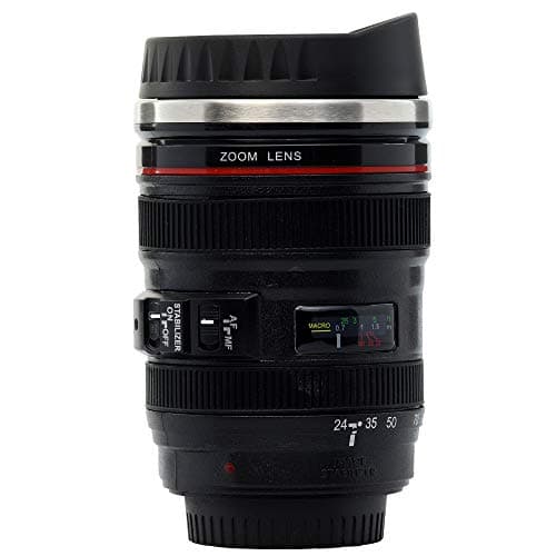 Monsterzeug Coffee Mug Camera Lens, Thermal Coffee Cup, Original Lens Cup with Lid and Double-Walled Insulation, Capacity: 400 ml Drinking cup
