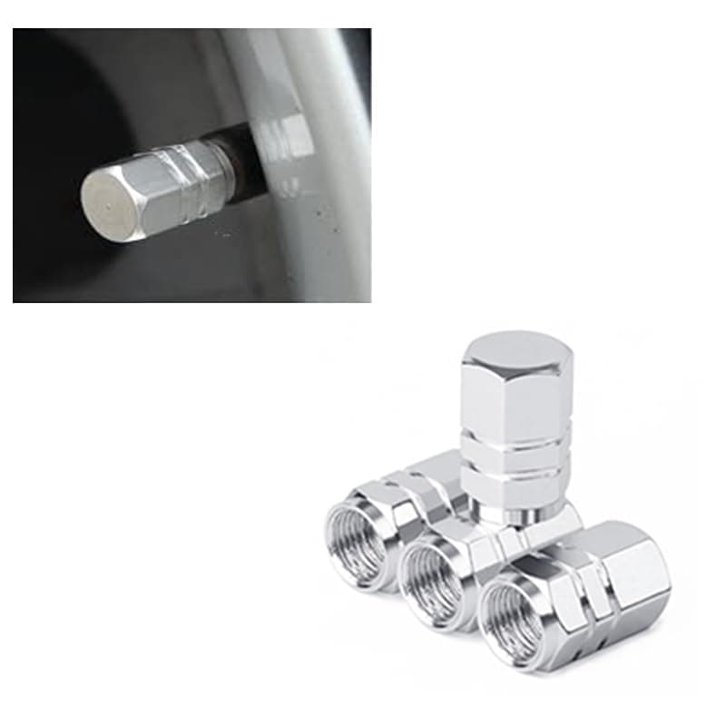 KaberTrade Car Tire Air Wrap Cover Car Tire Covers Car Tire Valve Wrap Kit Protect Car Air Valve from Dust, Dust and Simple Air Leakage (4 Pcs Silver Color Code:1482) - KaberTrade Tire valve stem cap