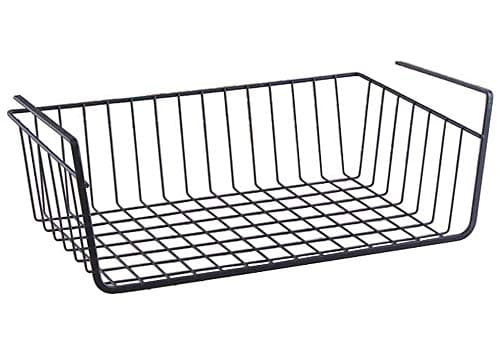 TIED RIBBONS Stainless Steel Undershelf Rack Basket Organizer for Kitchen Cupboard Cup Holder (Silver, Large, Pack of 1) Item container