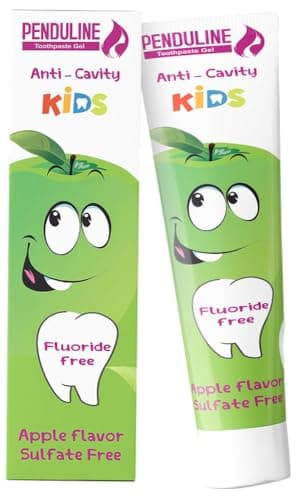 Penduline Kids Toothpaste Gel 75 ml | Green Apple Flavor | Safe from 2 Years Old | Fluoride Free | Sulfate Free Tooth cleaning agent