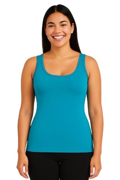 Ajyal Women's Sleeveless Tank Top, Fitted Style, Scoop Neck, Premium Cotton Shirt