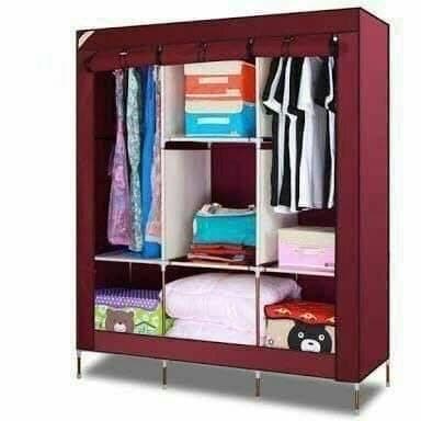 دولاب قماش معدن كبير مقاس 130×45×175 سم - خزانة ملابس متنقلة بأرفف وعلاقات للملابس Furniture