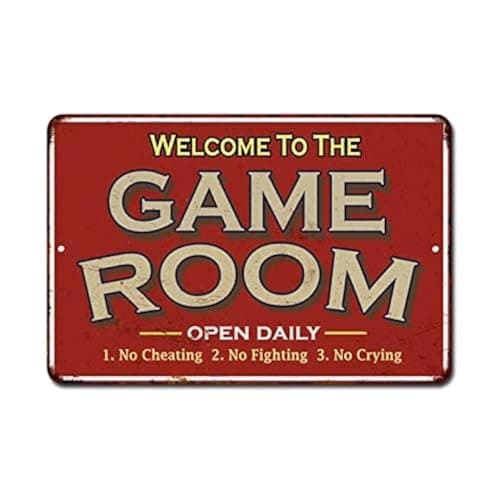 Game Room Sign Rustic Wall Décor Gameroom Signs Home Vintage Decorations Games Arcade Retro Video Gamer Art Accessories Gaming Billiards Cards Tin Plaque Gift 8 x 12 High Gloss Metal 208120068018 Signage