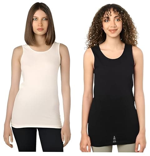 Dahab Womens Set Of 2 Pieces Plain Sleeveless Undershirt Base Layer Top Shirt