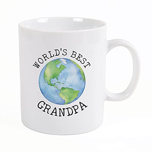 P. Graham Dunn World's Best Grandpa Globe Earth 15 ounce Porcelain Ceramic Coffee Mug Drinking cup