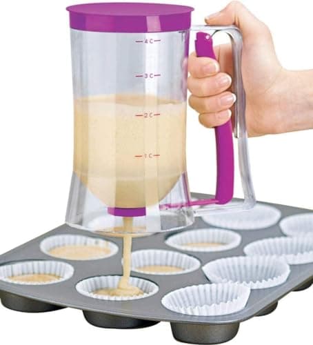 Batter Dispenser 900ml for Pancakes and Cupcakes - Superior Baking Device for Cakes, Crepes, Cakes & Pies - Precision Batter Pouring with Measuring Labels, by 床 Katakeet Bakeware