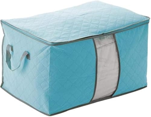 Fresh Horizontal Style Foldable Clothes Storage Bags with Reinforced Handle Storage Bags for Clothes, Blankets (blue)