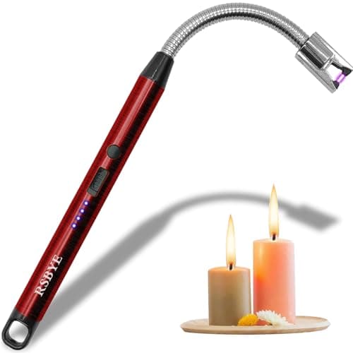 RSBYE Electric Lighter, Plasma Arc Windproof Rechargeable USB Candle BBQ Camping Lighter (Red)