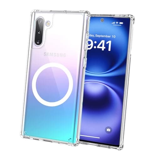Clear Magnetic Phone Case for Samsung Galaxy Note 10, 6.3-Inch Compatible with MagSafe Shockproof Protection Anti-Yellowing TPU PC Cover Bumper Wireless Charging Compatible