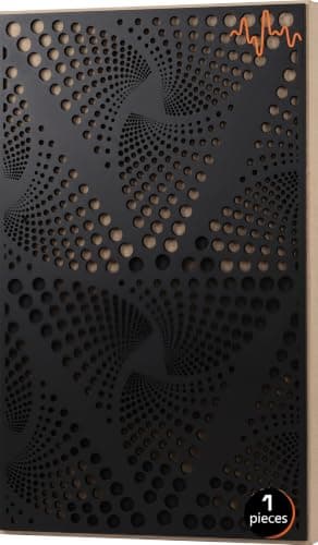 ACOUSTIC MOTION Acoustic Panels 5.5cm Thick120X60 cm Fiberglass+Wood Sound Proof-Bass Trap,Sound Absorbing,Diffusion decorative Panels CLASSY design for Studios,Home Theater Ceiling,Wall,Black Insulation