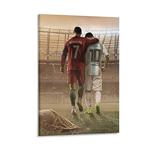 NBHYK, Cristiano Ronaldo And Lionel Messi Poster frames poster board Wall Art Prints Canvas painting for room aesthetic Decor ready to hanging 12x18 poster, Frame: 12 x 18 in (30 x 45 cm)