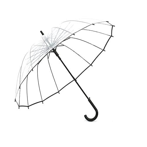 Lancoon Clear Bubble Umbrella Fiberglass Ribs Big Windproof Auto Open See Through KS10Black, M