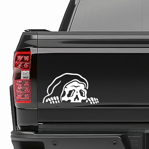 GRITKULTURE Sketchy Tank Skeleton Vinyl Decal Sticker, Vinyl Sticker for Car, Truck, and Van, Use for Laptop, Waterproof Decal for Water Bottle (White)